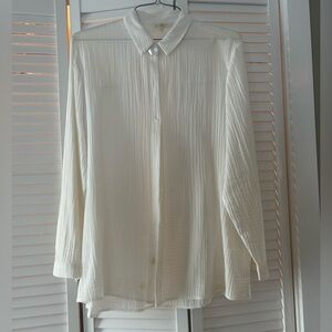Eileen Fisher Cream Textured Blouse